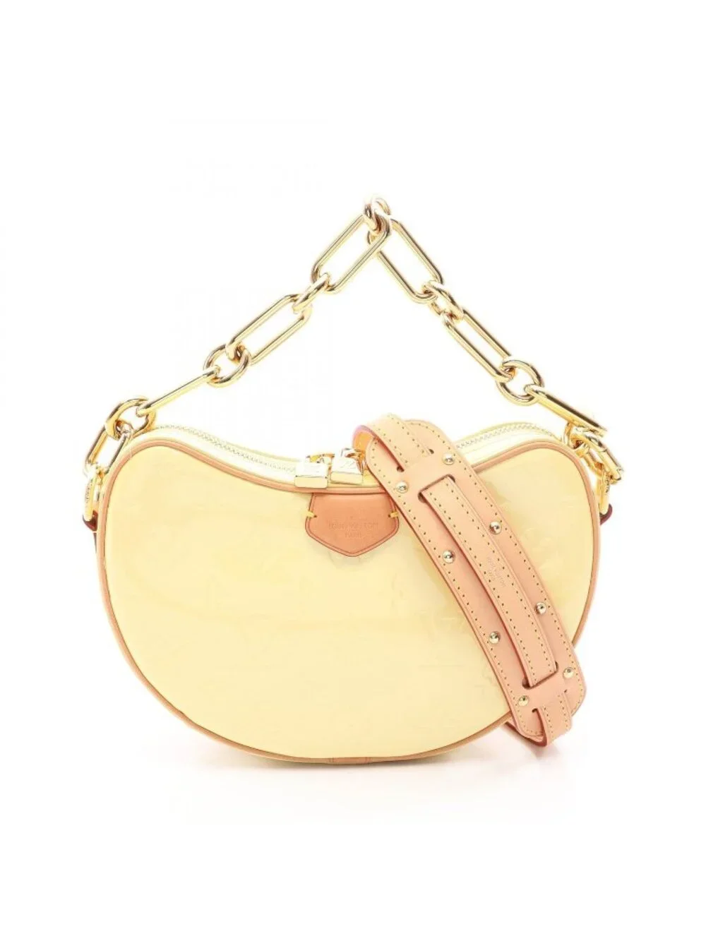 Louis Vuitton Handbag Croissant PM Monogram Vernis 2-Way Patent Yellow Leather